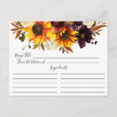 秋ひまわりブーケフローラレシピカード ポストカード (正面)