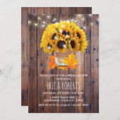 秋ひまわりメイソンジャー素朴ブライダルシャワー 招待状 (正面/裏面)