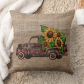 秋ひまわりヴィンテージピックアップトラック クッション (ブランケット)