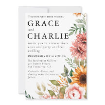 秋ひまわり水彩結婚式招待状