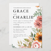 秋ひまわり水彩結婚式招待状 招待状 (正面/裏面)