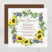 秋ひまわり男女兼用のベビーシャワー 招待状 (正面/裏面)