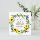 秋ひまわり男女兼用のベビーシャワー 招待状 (スタンド正面)