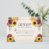 秋ひまわり秋の結婚式RSVPエンクロージャカード 出欠カード (スタンド正面)