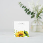 秋ひまわり秋スタッド耳飾り表示カード スクエア名刺 (スタンド正面)