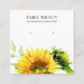 秋ひまわり秋スタッド耳飾り表示カード スクエア名刺 (正面)