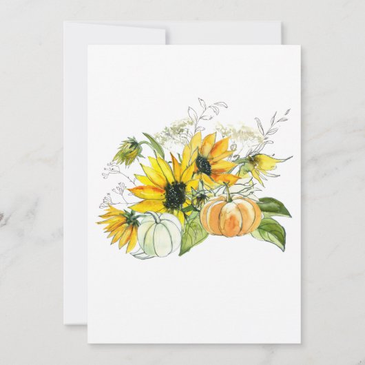 秋ひまわり素朴かぼちゃブライダルシャワー 招待状 (裏面)