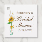 秋ひまわり素朴黄色フローラブライダルシャワー フェイバータグ (正面)
