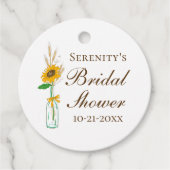 秋ひまわり素朴黄色フローラブライダルシャワー フェイバータグ (正面)