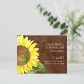 秋ひまわり結婚式の日付を保存 案内ポストカード (スタンド正面)
