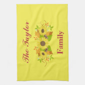 秋ひまわり美しい キッチンタオル (縦)