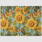 秋ひまわり花バタフライブルーデクページ 薄葉紙 (正面)
