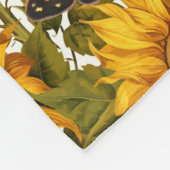 秋ひまわり花蝶オフ白フローラ フリースブランケット (角)