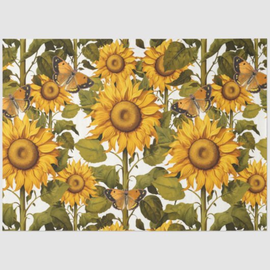 秋ひまわり花蝶ホワイトデクページ 薄葉紙 (正面)