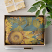 秋ひまわり蝶ティール(緑がかった色)エフェメラデクページ 薄葉紙 (ギフト)