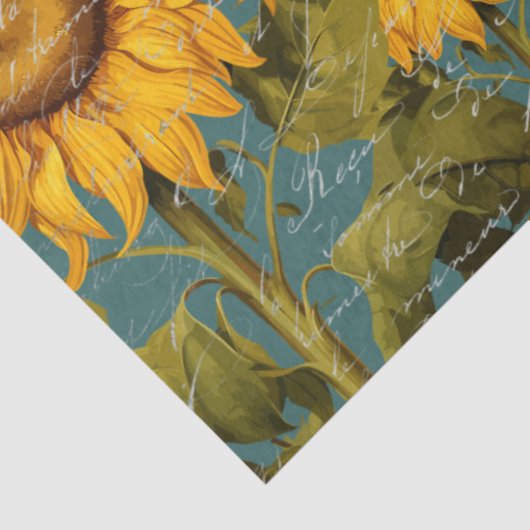 秋ひまわり蝶ティール（緑がかった色）エフェメラデクページ 薄葉紙 (詳細)