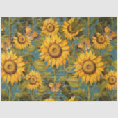 秋ひまわり蝶ティール(緑がかった色)エフェメラデクページ 薄葉紙 (正面)