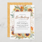 秋ひまわり誕生日招待状 招待状 (正面/裏面)