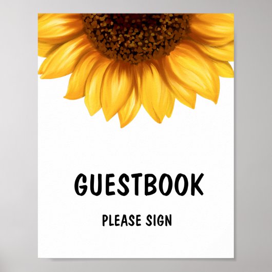 秋ひまわり赤ちゃんシャワーゲストブックサイン ポスター (正面)