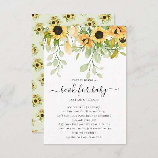 秋ひまわり赤ちゃんシャワーベビー エンクロージャーカード (正面/裏面)