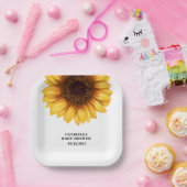 秋ひまわり赤ちゃんシャワー ペーパープレート (パーティー)