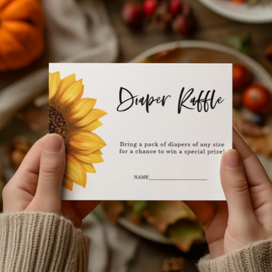 秋ひまわり |おむつラッフル|ベビーシャワー エンクロージャーカード