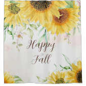 秋ひまわり(カスタマイズ可能な文字) シャワーカーテン (正面)