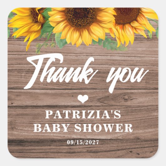 秋ひまわり |赤ちゃんシャワー スクエアシール (正面)