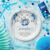 秋ほこりっぽい青と金ゴールドのカボチャの花のアーチ ペーパープレート (パーティー)