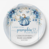 秋ほこりっぽい青と金ゴールドのカボチャの花のアーチ ペーパープレート (正面)