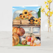 秋またはハロウィンのグリーティングカード カード (黄色い花)