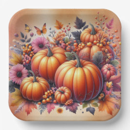 秋または感謝祭のテーマ別ディスポーザブル ペーパープレート