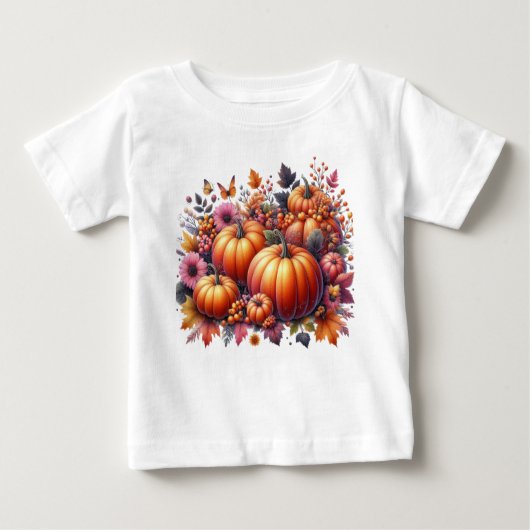 秋または感謝祭のテーマ ベビーTシャツ (正面)