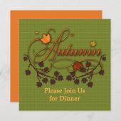 秋または感謝祭のディナー・パーティの招待 招待状 (正面/裏面)