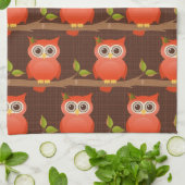 秋または秋の感謝祭のフクロウ キッチンタオル (折り畳み)