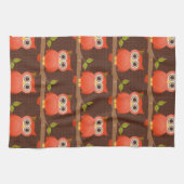 秋または秋の感謝祭のフクロウ キッチンタオル (横)