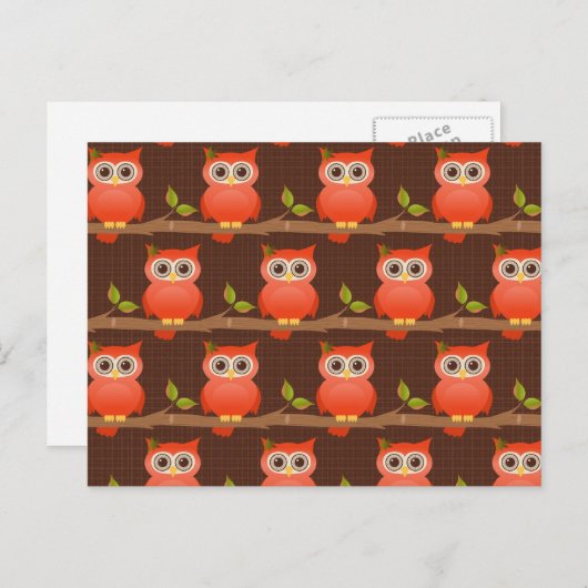 秋または秋の感謝祭のフクロウ シーズンポストカード (正面/裏面)