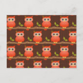 秋または秋の感謝祭のフクロウ シーズンポストカード (正面)