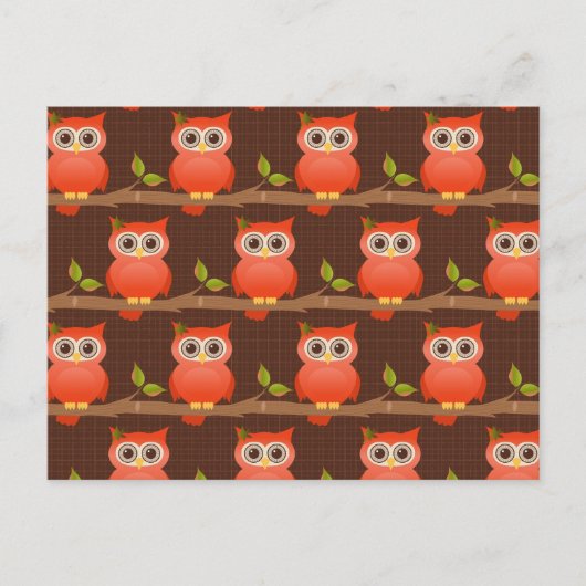 秋または秋の感謝祭のフクロウ シーズンポストカード (正面)