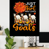 秋やヤギを愛する女の子に感謝祭 ポスター (ホームオフィス)