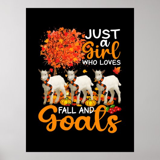 秋やヤギを愛する女の子に感謝祭 ポスター (正面)