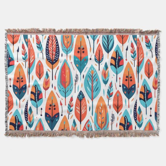 秋よくはしゃぐの葉柄 スローブランケット (正面)