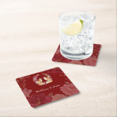 秋よくはしゃぐキツネ結婚ズ スクエアペーパーコースター (インサイチュ)