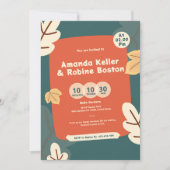 秋よくはしゃぐ結婚式招待状 招待状 (正面)