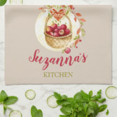 秋りんごパーソナライズされたバスケットキッチンタオル キッチンタオル (折り畳み)