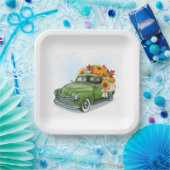 秋をグリーン・トラックで収穫 ペーパープレート (パーティー)