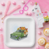 秋をグリーン・トラックで収穫 ペーパープレート (パーティー)