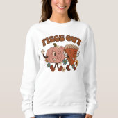 秋をテーマおもしろいにしたパンプキンパイ スウェットシャツ (正面)