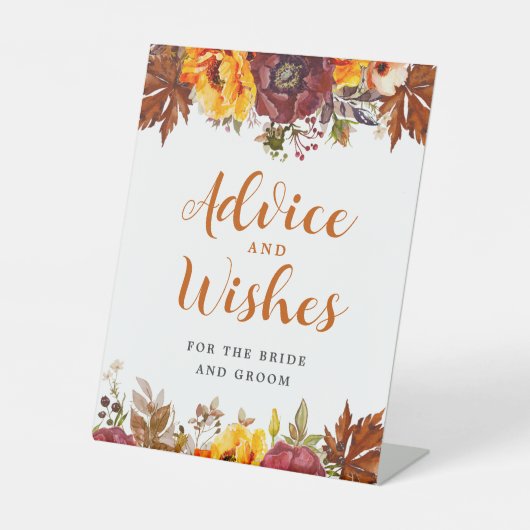 秋をテーマにしたアドバイスとウィッシュズペデスタルサイン 台座サイン (正面)