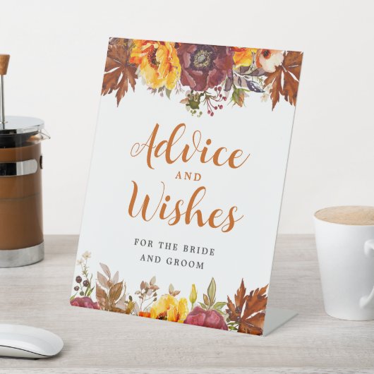秋をテーマにしたアドバイスとウィッシュズペデスタルサイン 台座サイン (インサイチュ)